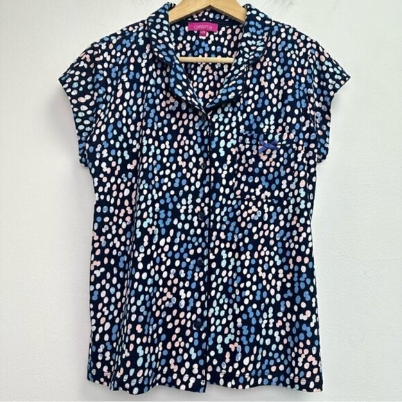 Carisma Size LG Dotted Button up Loungewear Blouse - Picture 1 of 7